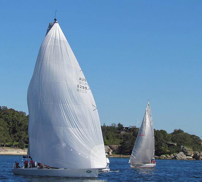 Victoire leading Frantic (behind Victoire sail) and Wild Rose © CYCA Staff